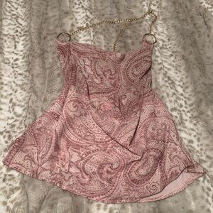 backless paisley cowl neck top